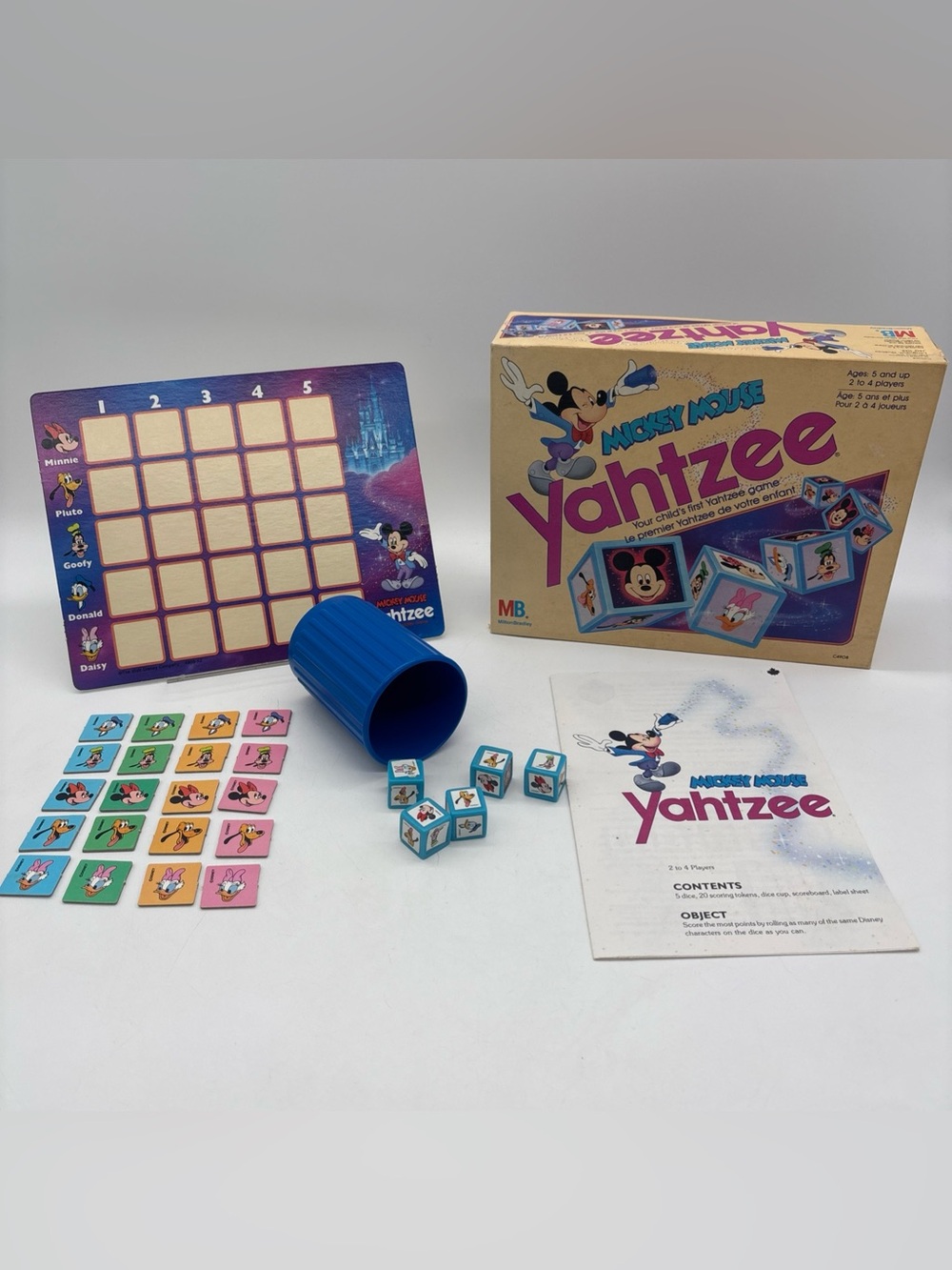 Vintage Mickey Mouse Yahtzee Game (1989) Disney Milton Bradley Complete